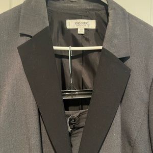 Jones NY Gray suit jacket black lapel and panta